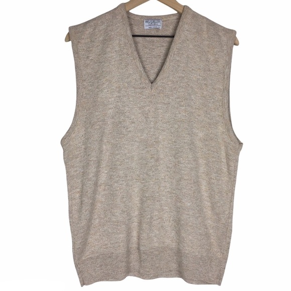 VINTAGE Sweater Vest Westchester Classics Union Made Oatmeal Classic Size Large - Picture 7 of 7
